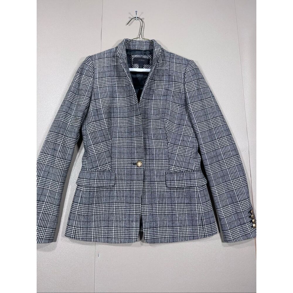 J. Crew Wool Blend Plaid Single Button Blazer, work, preppy, polished